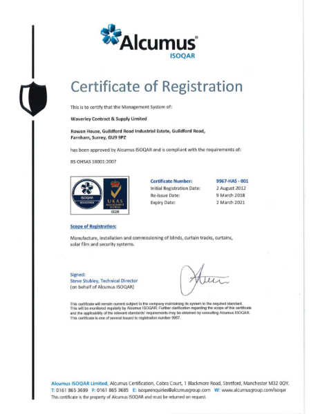 OHSAS 18001:2007 Certificate