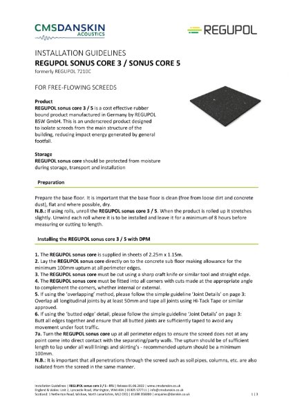 REGUPOL sonus core 3,5 Free Flowing Screed Installation Guidelines