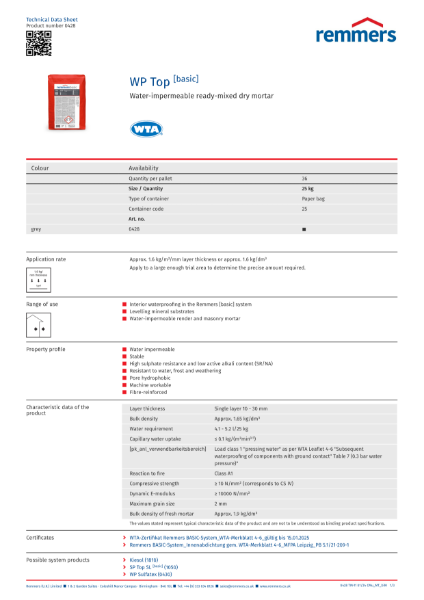 Technical Data Sheet - WP Top [basic]