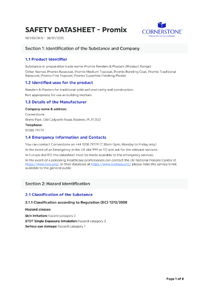 Cornerstone Promix - Safety Datasheet