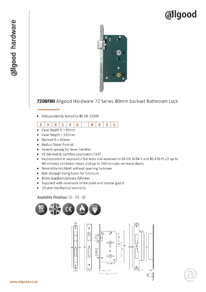 7208F80-Datasheet Iss02 | Allgood Ltd | NBS Source