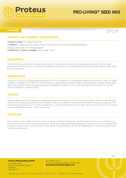 Product Data Sheet - Pro-Living® Seed Mix