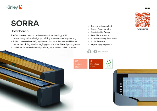 2025 SORRA Solar Bench Specification Sheet + Datasheets
