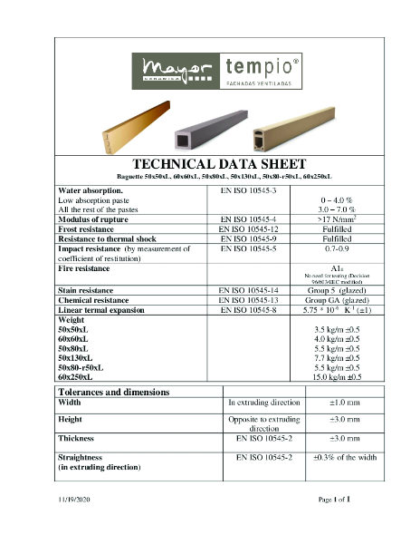 Tempio Baguettes - Data Sheet