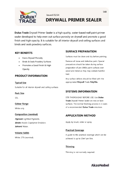 Dulux Trade Drywall Primer Sealer