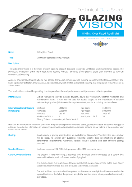 Sliding Over Fixed Data Sheet