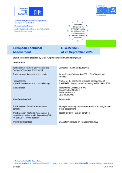 European Technical Assessment ETA-22/0669