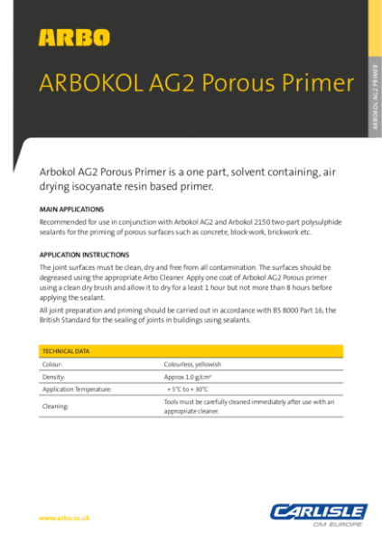 ARBOKOL AG2 Porous Primer Data Sheet
