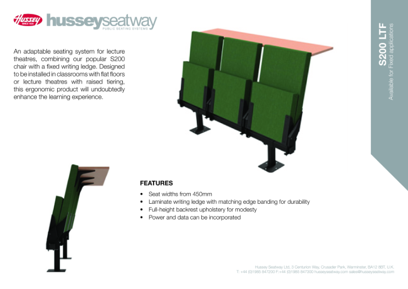 S200 Lecture Theatre Fixed- Product Specification