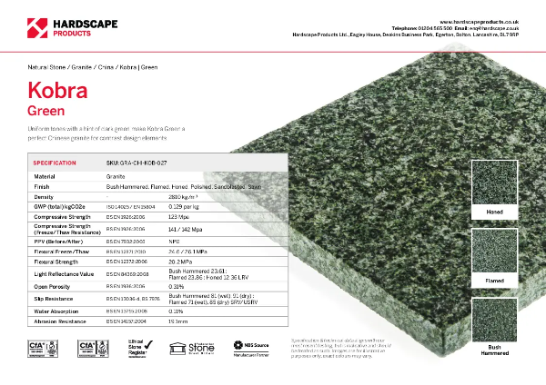 Kobra Green Hardscape Datasheet