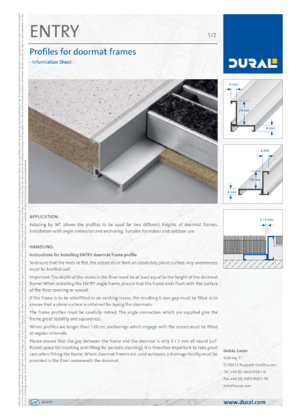 ENTRY Profiles for Doormat Frames Information Sheet