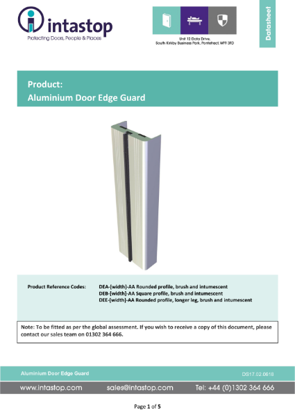 Data Sheet - Aluminium Door Edge Guard