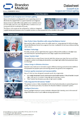 1 DATASHEET Quasar eLite Medical Lighting D60001 (en-gb) [4.0]