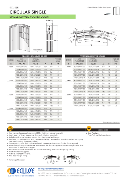 Curved  SINGLE Pocket Door System