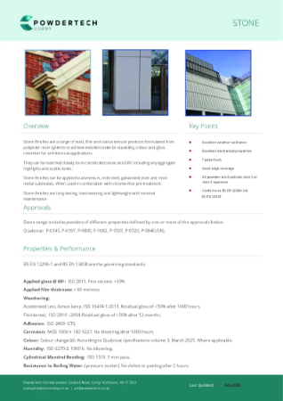 Stone effect powder coating data sheet