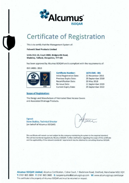 ISO 14001:2015 Certificate