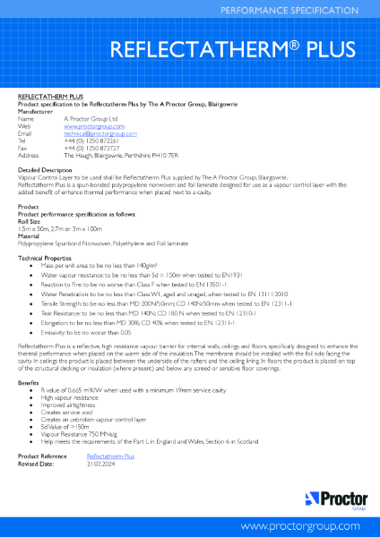 Reflectatherm Plus Performance Specification