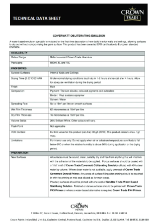 Covermatt Technical Data Sheet