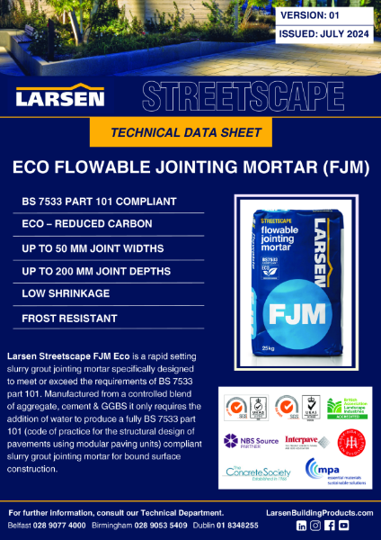 TDS - FJM Eco BS 7533 Type 40 Jointing Mortar