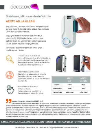 Aerte AD seinämalli - Tatuotetiedot