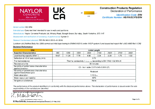 Economy ER4 Declaration of Performance
