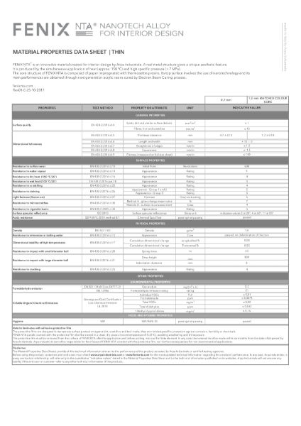 FENIX NTA Product data sheet.