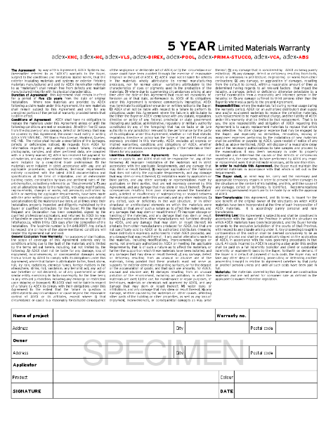 5 Year Limited Materials Warranty