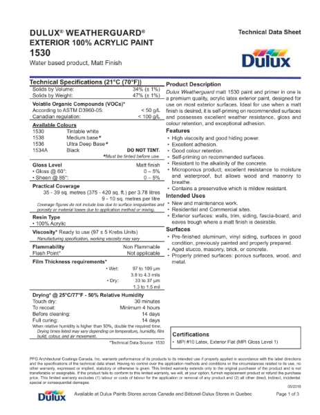 Dulux® Weatherguard® Exterior 100% Acrylic Paint 1530