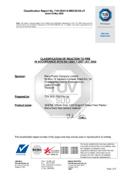TÜV SÜD: 7191234412-MEC20/03-JV - A1-fl, in accordance with BS EN 13501-1: 2007 +A1:2009
