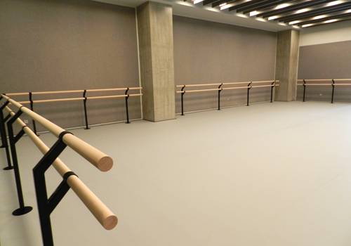 Floor-mounted Double Retro-fit Ballet Barre Bracket 