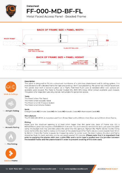 Datasheet - Flipfix Non Fire Rated Beaded Frame