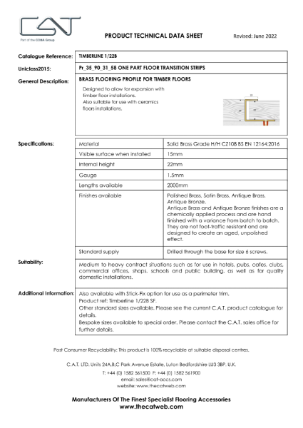 Timberline Brass  Perimeter Floor Trim 1/22B