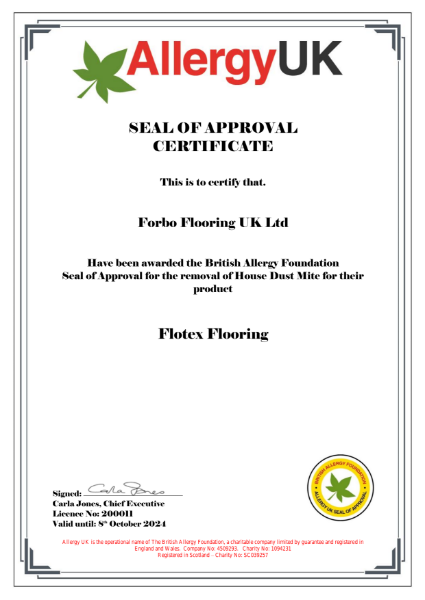 British Allergy Foundation: Seal of Approval for Flotex