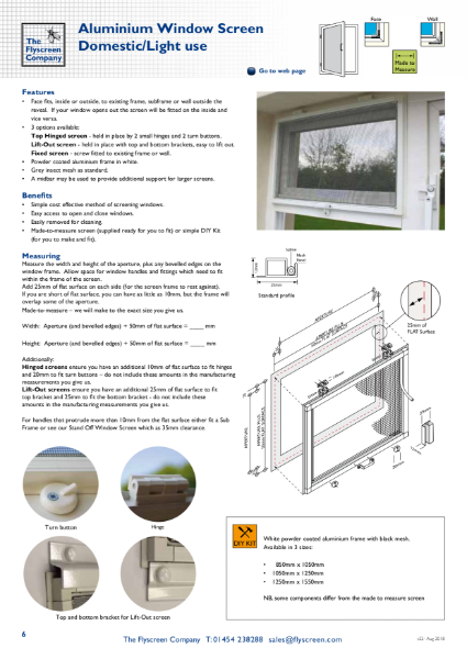 Aluminium Hinged Window Screen - Domestic