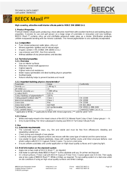 Maxil Pro - Technical Data Sheet