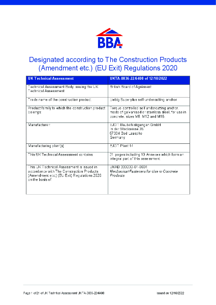 UK Technical Assessment (UKTA)