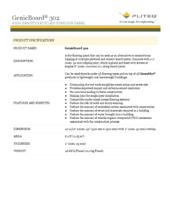 PLITEQ - GENIEBOARD GENIEBOARD-302 - Datasheet