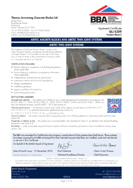 06 4309 5 Airtec Thin Joint System Thomas Armstrong Concrete Blocks Ltd Nbs Source