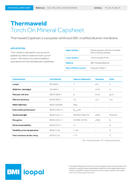Thermaweld Mineral Capsheet