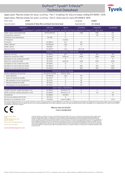 Tyvek® Trifecta™ - Technical Datasheet