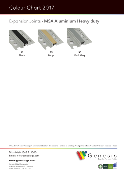 MSA Colour Chart