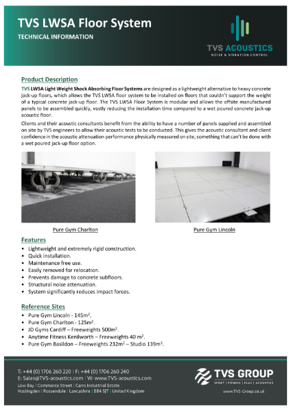 LWSA Lightweight Shock Absorbing Acoustic Floor System