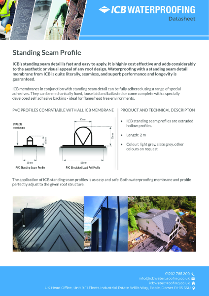 Standing Seam Profile - Data Sheet