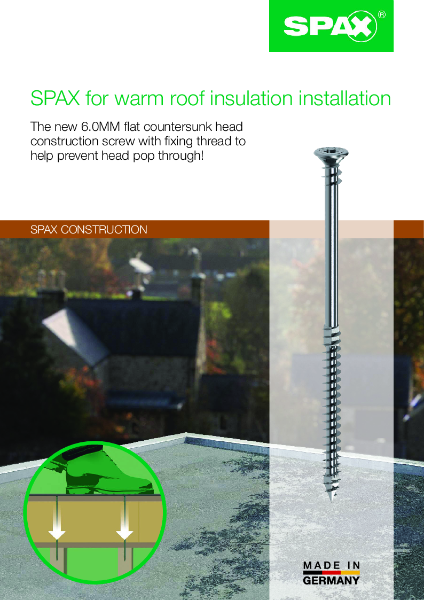 SPAX for Warm Roof Insulation - Datasheet