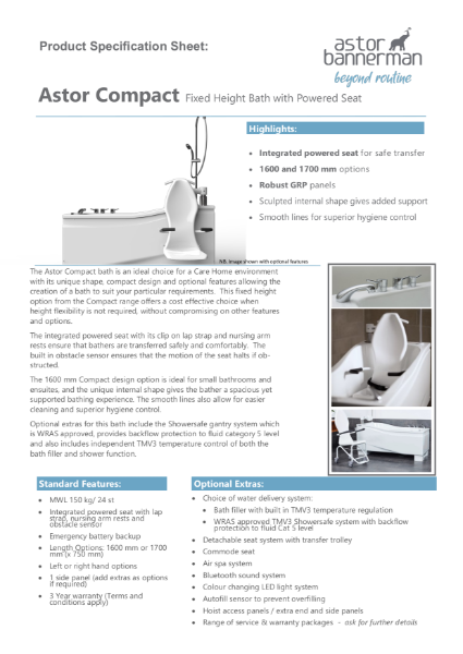 Astor Compact Fixed - Specification Sheet