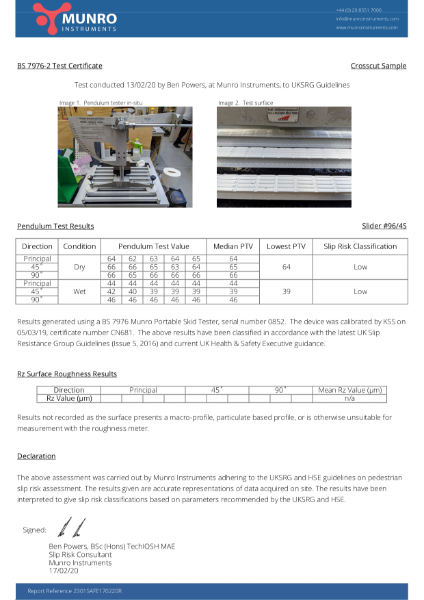 Ascent Aluminium Walkway Powder-coated finish Slip test