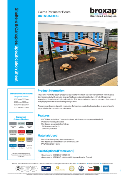 Cairns Perimeter Beam Specification Sheet
