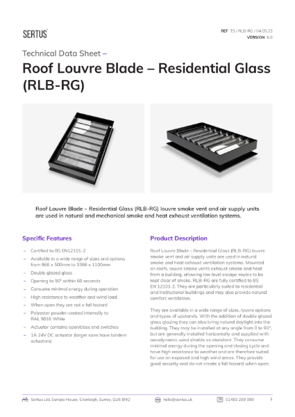 Sertus RLB-RG Technical Data Sheet