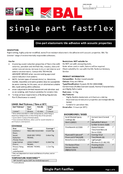 BAL Single Part Fastflex - Technical Datasheet