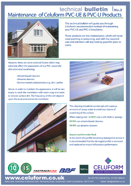 Technical Bulletin No.2 - Maintenance of Celuform PVC-UE & PVC-U Products